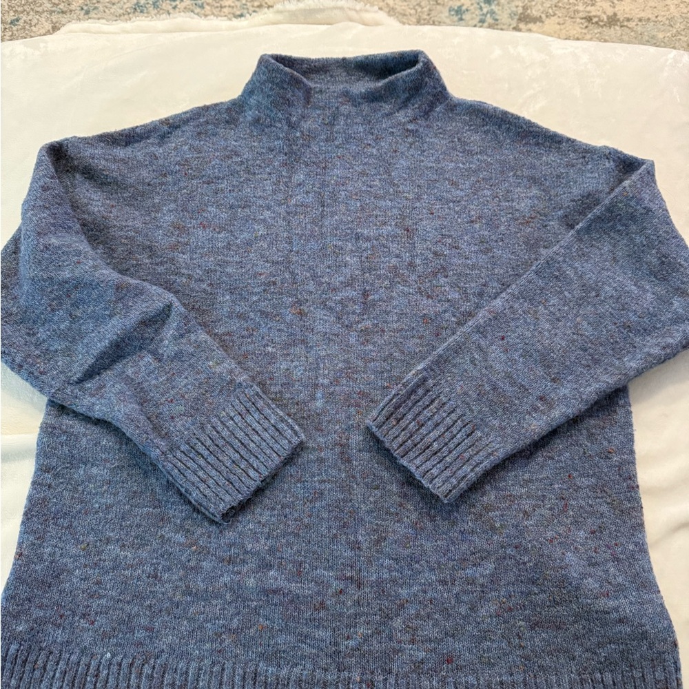 Well Worn Heathered Blue Cowl Neck Sweater